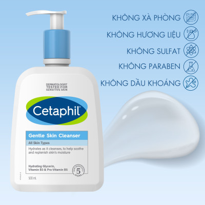 Sữa Rửa Mặt Cetaphil Gentle Skin Cleaner (500ml) + Tặng kèm khẩu trang vải