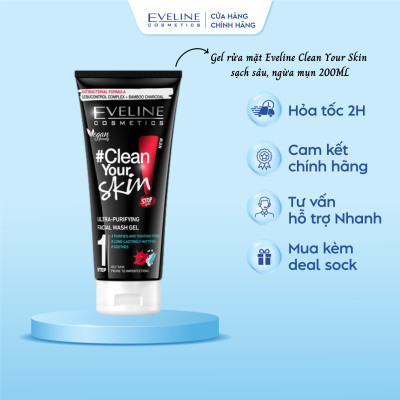 [Mua 1 tặng 1] Gel rửa mặt sạch mụn kiềm dầu Eveline Clean Your Skin 200ml