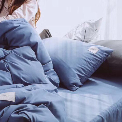Bộ Chăn Ga Gối Cotton Tici Đơn Sắc LIDACO - Xanh Biển