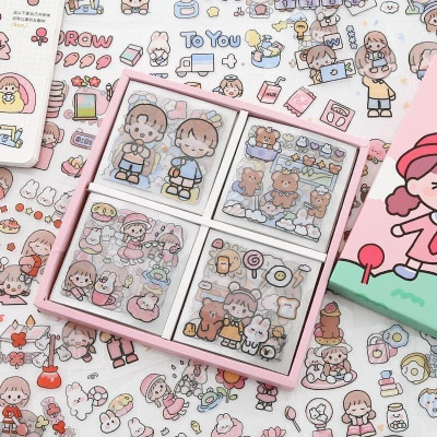 Sét 100 Sticker miếng dán tập vỡ kute trang trí văn phòng phẩm - HENRRYSA