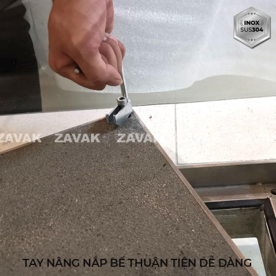 Nắp bể ngầm Zavak Inox 304. MHE 800x800