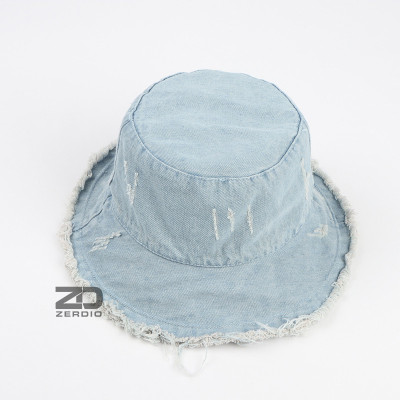 Nón vành tròn, Mũ bucket jean rách nam nữ phong cách cá tính