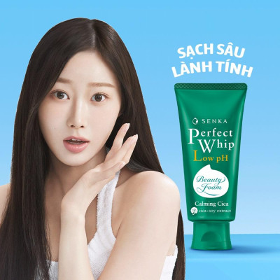 Sữa Rửa Mặt Rau Má Lành Tính Senka Perfect Whip Low pH Calming Cica 100g