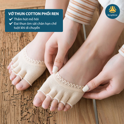 Vớ nửa bàn chân, chất cotton thoáng mát, thấm hút tốt dành cho giày cao gót, búp bê - Buybox - BBPK287