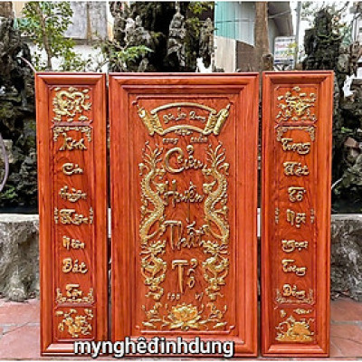 Bộ tranh thờ cửu huyền thất tổ bằng gỗ hương đá víp 