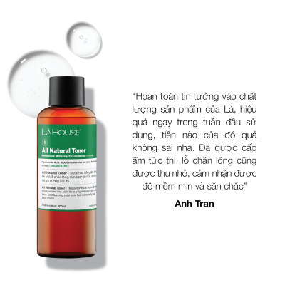 Bộ sản phẩm dưỡng da LÁ HOUSE gồm Toner All Natural,Bông tẩy trang