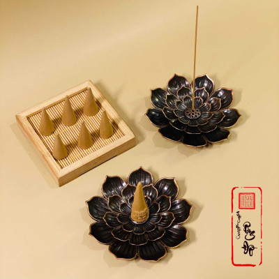 Đế Sen Cắm Nhang Không Tăm, Để Nhang Nụ, Nhang Vòng, Nhang Vân Mây Trầm Hương