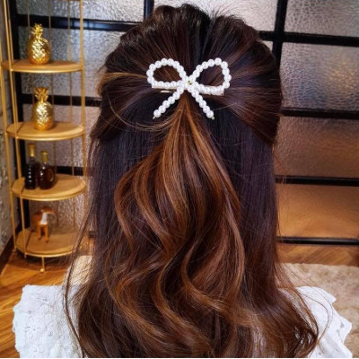Kẹp nơ ngọc trai  - kẹp hot style Hàn Quốc