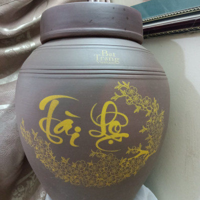 Hũ sành đựng rượu tài lộc gốm sứ Bát Tràng