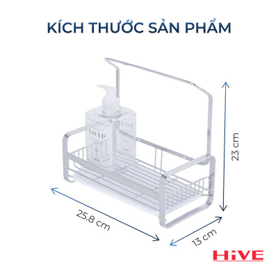 Rổ đựng dụng cụ rửa chén HiVE (NEW COLLECTION) Kèm Hộp nhựa + Khay nhựa + Miếng dán tường