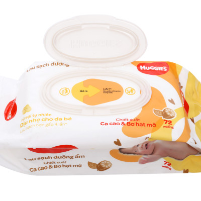 Khăn ướt em bé Huggies không mùi gói 72 miếng - Hàng chính hãng