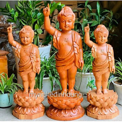 Tượng phật đản sinh bằng gỗ hương đá kt cao 30×12cm