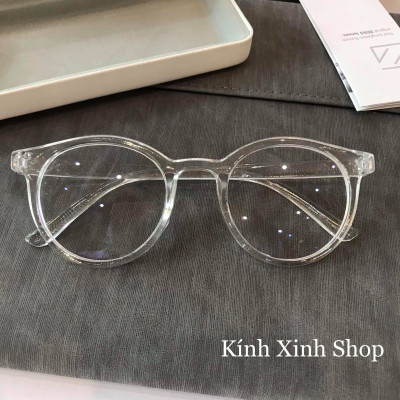 Kính Mắt Nam Nữ Chống Ánh Sáng Xanh Mắt Tròn Trong Suốt