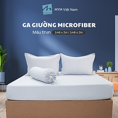 Bộ 4 món ga trải giường, áo gối và gối ôm Lanh Màu Microfiber 160x200cm/180x200cm