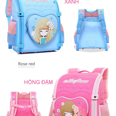 Balo Học Sinh Bé Gái Chống Gù Lưng Miss Flower - Cặp Đựng Sách Vở NiceVilla Hình Công Chúa Chống Thấm Nước