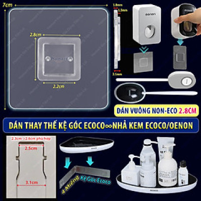 1 Miếng Dán Móc Vuông Thay Thế Kệ Góc Tường Ecoco Hộp Nhả Kem Đánh Răng Oenon Treo Tường Nhà Tắm Siêu Dính