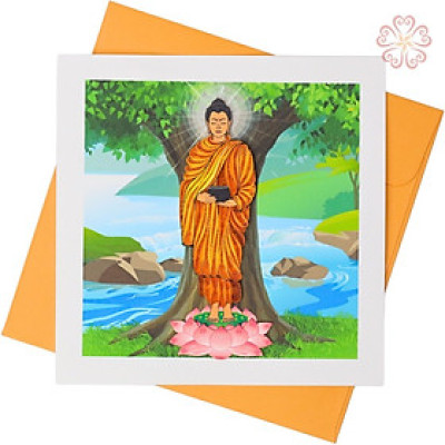 Thiệp Giấy Xoắn hình phật tổ - size 15x15cm 