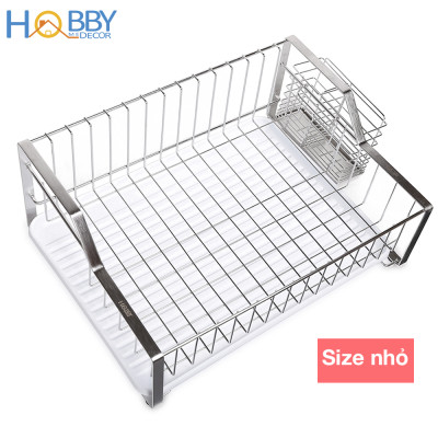 Kệ chén đa năng 1 tầng kèm ống đũa Inox 304 Hobby Home Decor KC2
