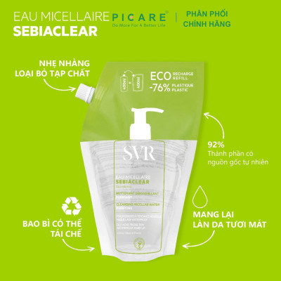 Sữa rửa mặt dạng gel không chứa xà phòng dành cho da nhờn mụn SVR Sebiaclear Gel Moussant 400ml (Túi)