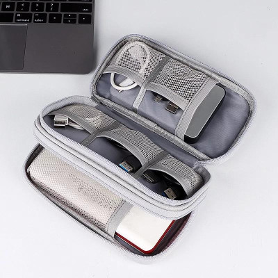 Túi phụ kiện công nghệ mini đựng pin sạc dự phòng, điện thoại, cáp sạc usb, tai nghe có quai cầm Hàng Chính Hãng miDoctor - loại 2 khoá