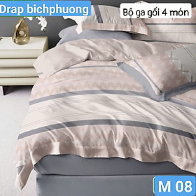 Bộ drap gối Tencel vải Hàn Quốc , đỉnh cao mát , mềm mại { drap và 3 áo gối}