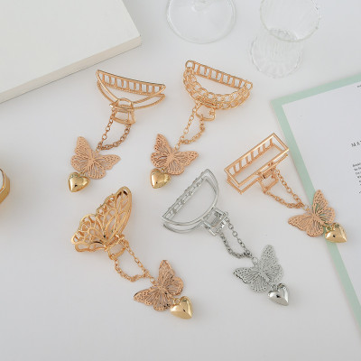 Kẹp tóc kim loại bướm treo - vàng