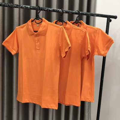 Áo Phông Nam có cổ, Áo Thun Vải Cá Sấu Co Giãn 4 Chiều, Màu Cam