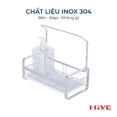 Rổ đựng dụng cụ rửa chén HiVE (NEW COLLECTION) Kèm Hộp nhựa + Khay nhựa + Miếng dán tường