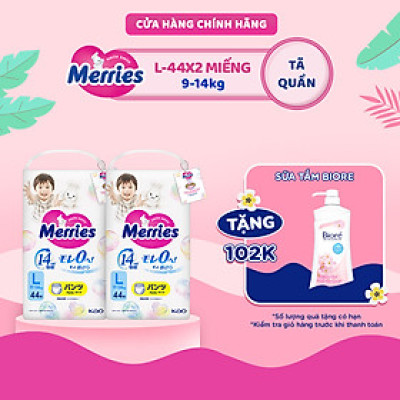 Combo 2 Tã/bỉm quần Merries Đủ Size M52/L44/XL38/XXL24