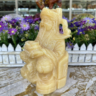 Tượng ông Thần Tài kim tiền, thần phát phong thủy đá ngọc hoàng long đặt bàn thờ thần tài - Cao 20 cm