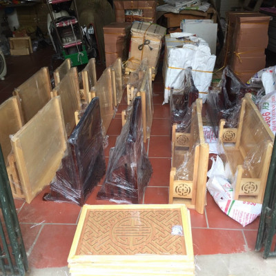 Bộ bàn thờ chung cư bằng gỗ sồi + ám khói +chữ phúc hãy chữ bất kỳ bằng gỗ sồi nga
