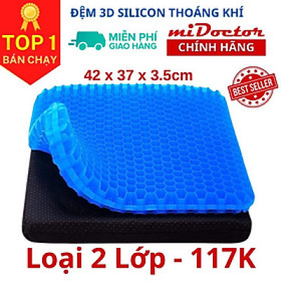 Đệm ngồi Gel 3D tổ ong thoáng khí, Chất liệu Silicon mát lạnh siêu êm - Hàng cao cấp chính hãng miDoctor