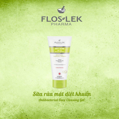 FLOSLEK PHARMA GEL RỬA MẶT DIỆT KHUẨN NGỪA MỤN ANTIBACTERIAL FACE CLEANSING GEL 200ML