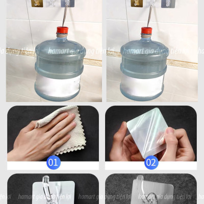 Móc Dán Tường Treo Quần Áo Hamart Móc Dán Tường Treo Đồ Đa Năng Acrylic Polyme Dày Siêu Chắc
