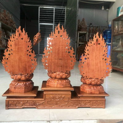 Bộ tượng phật tam thánh ngồi đài sen kt cao 20