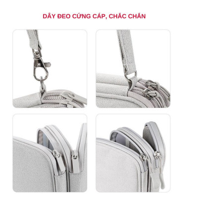 Túi phụ kiện công nghệ mini đựng pin sạc dự phòng, điện thoại, cáp sạc usb, tai nghe có quai cầm Hàng Chính Hãng miDoctor - loại 2 khoá