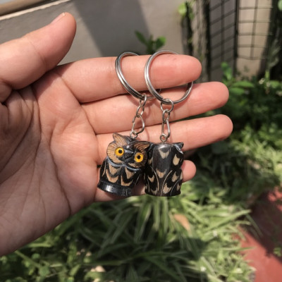 Combo 3 Móc treo chìa khóa cú mèo bằng Sừng trâu (OTH017) TỈA TÁCH RẤT ĐẸP 