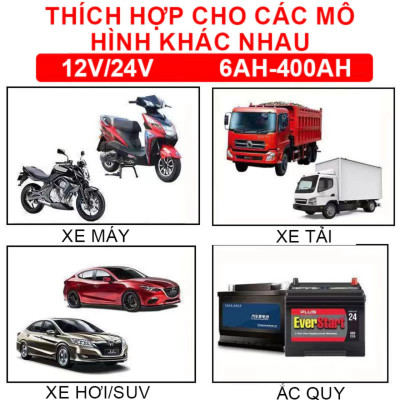 Sạc Ắc Quy Ô Tô & Xe Máy Pluse 400A: Thông Minh, Tự Ngắt Khi Đầy, Khử Sulfat & Bảo Dưỡng Ắc Quy Loại Tốt