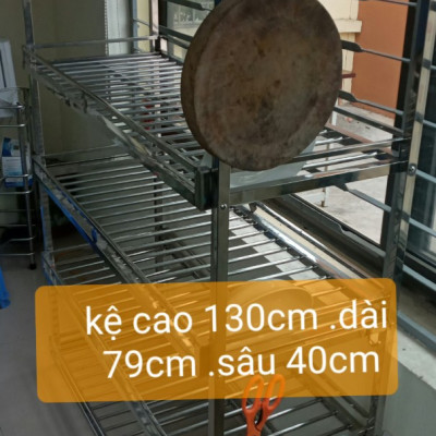 kệ để đồ nhà bếp inox dày 5 tầng c 130, d79, s 40cm 