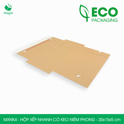 MXNK4 - 20x15x5 cm - 100 hộp carton đóng hàng xếp nhanh có keo niêm phong - Hộp gói hàng, hộp quà