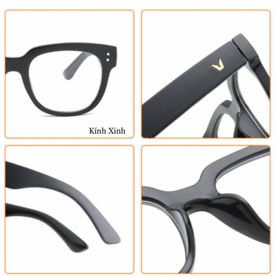 Gọng Kính Cận, Kính Giả Cận, Kính Xinh Mắt Vuông Unisex Cao Cấp Thời Trang Cho Nam và Nữ