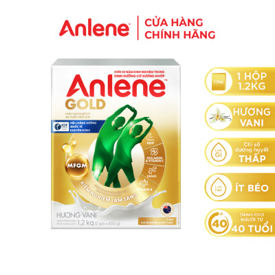 Combo 2 Sữa Bột Anlene Gold Hương Vanilla (Hộp giấy 1200g) - Tặng ấm đun Điện Quang