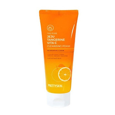 Sữa rửa mặt dưỡng ẩm và sáng da Pretty Skin Jeju Tangerine Vita C Cleansing Foam 150ml