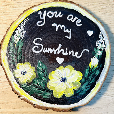 Tranh Vẽ Tay Trên Gỗ Thông You Are My Sunshine – Decor Handmade Độc Bản