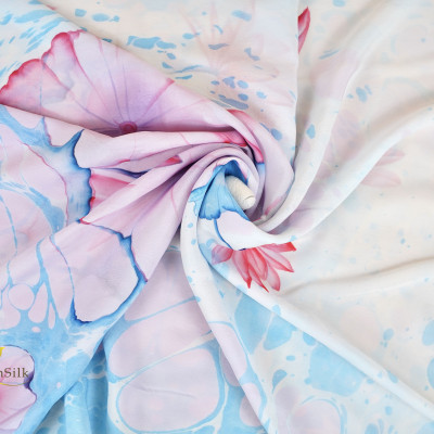 Khăn Lụa Tơ Tằm Thủy Ấn Vẽ Tay Hoa Sen Xanh – SenSilk, Khăn Choàng Đẳng Cấp