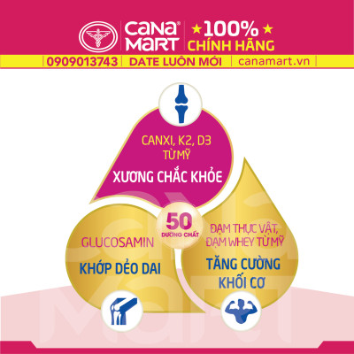 Sữa bột Nutricare Bone phòng chống loãng xương sụn khớp cho người lớn tuổi (850g)