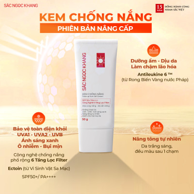 Combo 4 dưỡng da cơ bản và chống nắng Sắc Ngọc Khang [Nước tẩy trang 145ml + Sữa rửa mặt 100g + Nước hoa hồng 145ml + Kem chống nắng 50g]