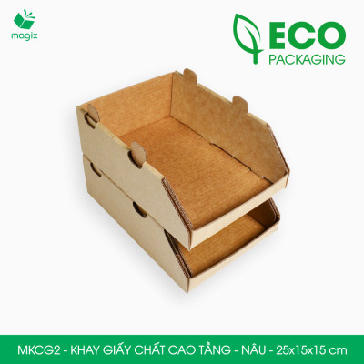 MKCG2 - 25x15x15 cm - 10 Khay giấy chất cao tầng bằng giấy carton siêu cứng, kệ giấy đựng đồ văn phòng, khay đựng dụng cụ, khay linh kiện, kệ phân loại dụng cụ