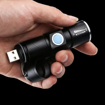 Đèn pin zoom mini siêu sáng đầu sạc USB - Chính hãng Henrysa