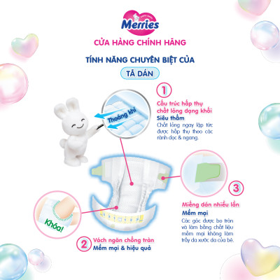 Tã/bỉm dán Merries size L - 48 miếng (dành cho bé từ 9 - 14kg)